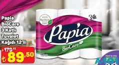PAPİA BİOCARE 3 KATLI TUVALET KAĞIDI 12'Lİ PAPİA BİOCARE 3 KATLI TUVALET KAĞIDI 12'Lİ
